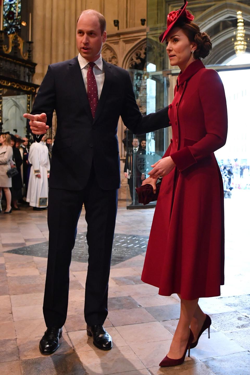 Britain's Prince William (L), Duke of Cambridge and Britain's Catherine, Duchess of Cambridge attend the annual Commonwealth Service at Westminster Abbey in London on March 09, 2020. - Britain's Queen Elizabeth II has been the Head of the Commonwealth throughout her reign. Organised by the Royal Commonwealth Society, the Service is the largest annual inter-faith gathering in the United Kingdom. (Photo by Ben STANSALL / POOL / AFP) (Photo by BEN STANSALL/POOL/AFP via Getty Images)