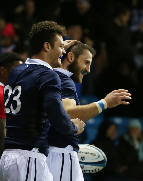 Duncan Taylor (L) is the only change to the Scotland side beaten 15-9 by England last weekend, after Matt Scott picked up a quadricep injury in training