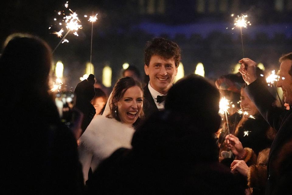 The Wedding of Rose Farquhar to George Gemmell at St Mary the Virgin, Tetbury, Gloucestershire, UK, on the 17th December 2022. 17 Dec 2022 Pictured: Rose Farquhar, George Gemmell. Photo credit: James Whatling / MEGA TheMegaAgency.com +1 888 505 6342