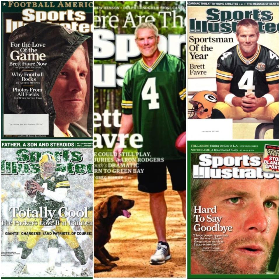 Brett Favre most recently appeared on the cover of Sports Illustrated in a 'Where are they now' issue.