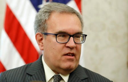 FILE PHOTO: Acting Administrator of the Environmental Protection Agency Andrew Wheeler speaks during an event hosted by U.S. President Donald Trump with workers on