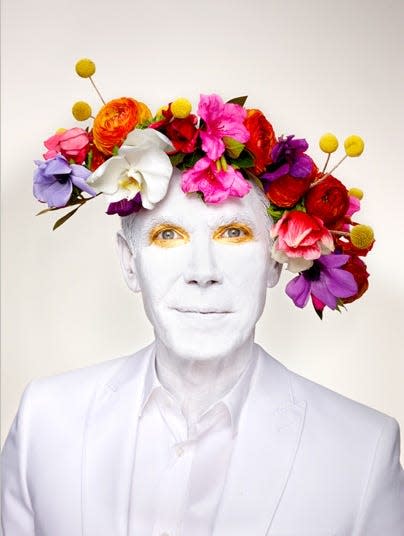 "Jeff Koons With Floral Headpiece," New York, NY (2013) © Martin Schoeller. This work will be on display in the "Flora Imaginaria" exhibition at the Society of the Four Arts' sculpture garden, opening Dec. 2.