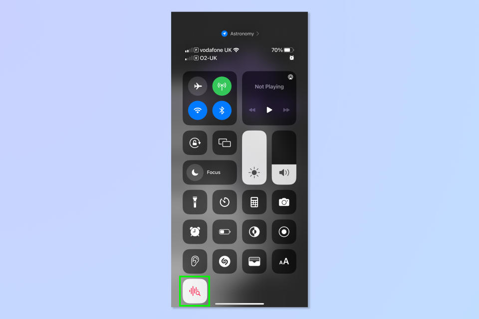 A screenshot showing how to add Sound Recognition to Control Center on iPhone
