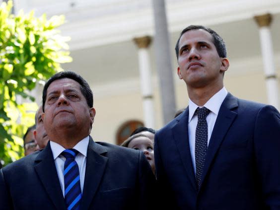 Juan Guaido (right) with Edgar Zambrano (Reuters)