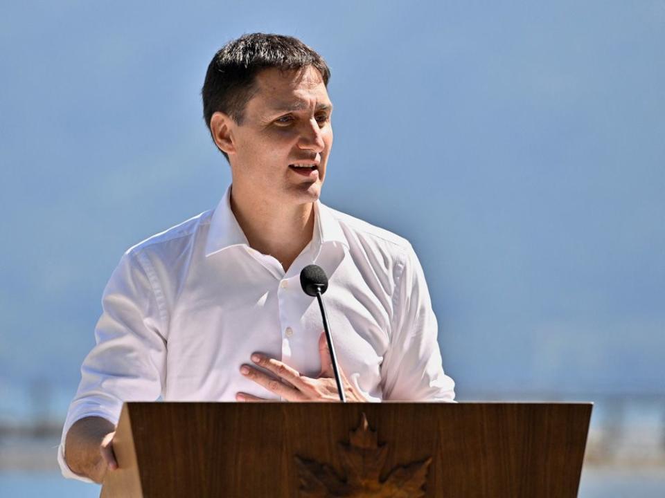 Canada's Trudeau makes an announcement on Bowen Island