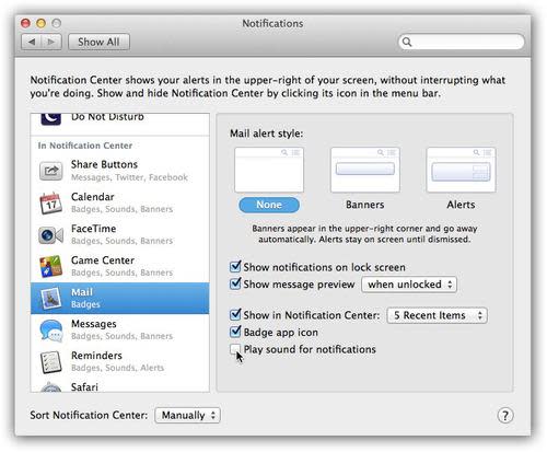 Mac Notifications page