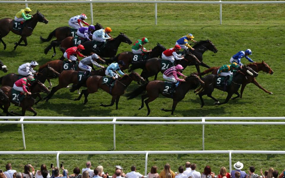 British horse racing is suffering a workforce crisis because stable staff are becoming taller and too heavy [none of the riders in this picture are accused of being too tall or heavy] - PA