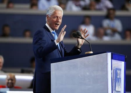 Former President Bill Clinton addresses the Democratic National Convention in Philadelphia, Pennsylvania, U.S. July 26, 2016. REUTERS/Lucy Nicholson