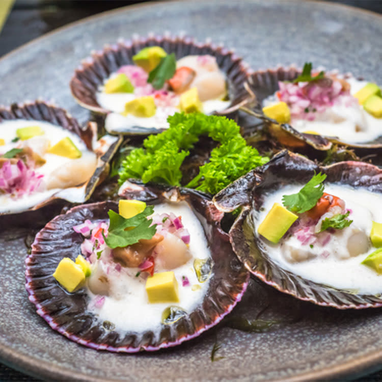 Ceviche de vieiras con aguacate