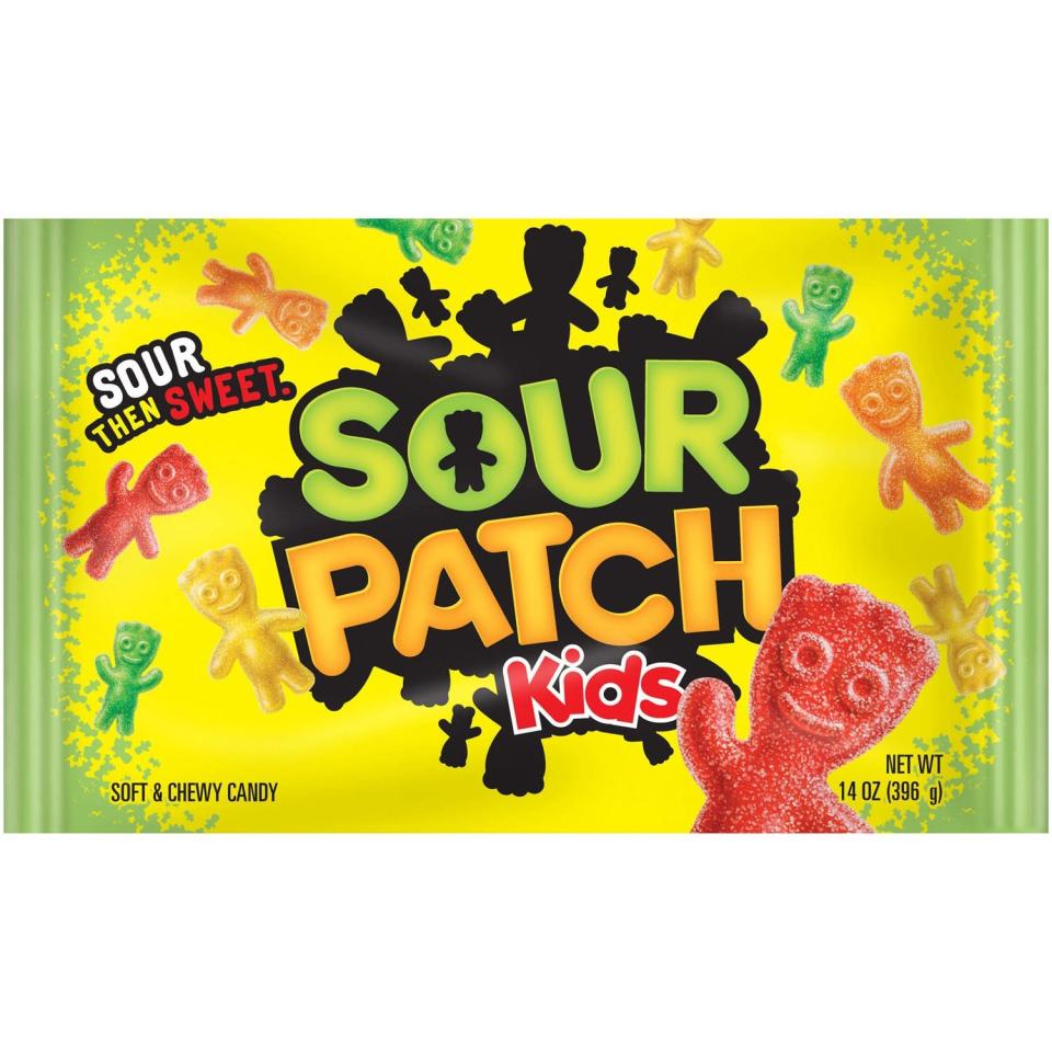<p>Not all traditional gummies have gelatin. Sour Patch Kids are "accidentally vegan,” meaning it wasn't the intention of the company to make a vegan candy, but they did it anyways! Instead of gelatin they use corn starch to bind them together. Nope, definitely not healthy, that's why it's a once a year treat! </p>