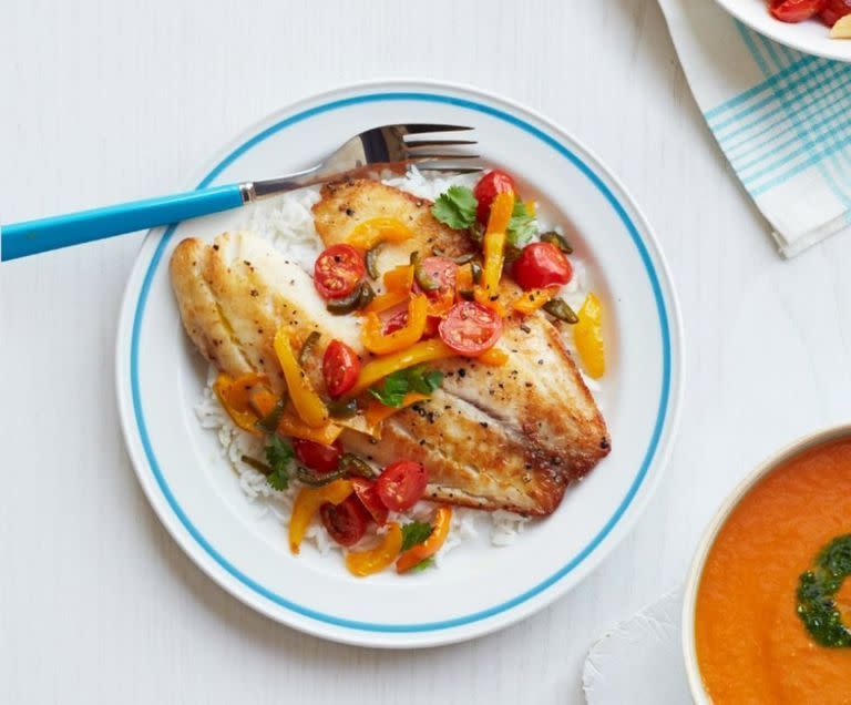 Tilapia with Tomatoes and Pepper Relish