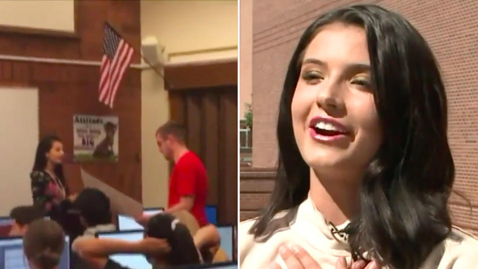 Beauty pageant contestant Dexonna Talbot, right, asked a teenager with autism to go to a school dance after he was bullied. Source: Fox 13