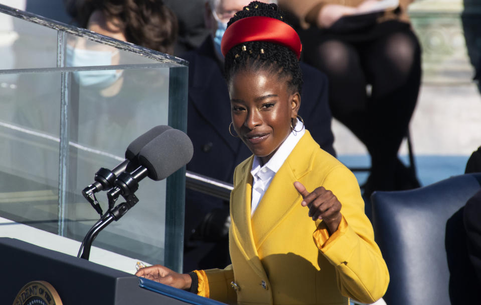 Amanda Gorman at Joe Biden's inauguration at U.S. Capitol (Tom Williams / CQ Roll Call via AP file )