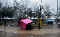 ALIBAUG, INDIA - JUNE 3: Impact after Nisarga Cyclone hit on June 3, 2020 in Alibaug, India. Alibaug witnessed wind speeds of up to 120 kilometres per hour. Although the cyclone made the landfall just 95 kilometres from Mumbai, the Maharashtra capital largely escaped its wrath. (Photo by Satish Bate/Hindustan Times via Getty Images)