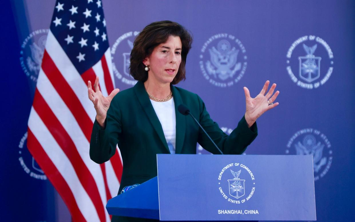 US Commerce Secretary Gina Raimondo speaks during a news conference at in Shanghai last year