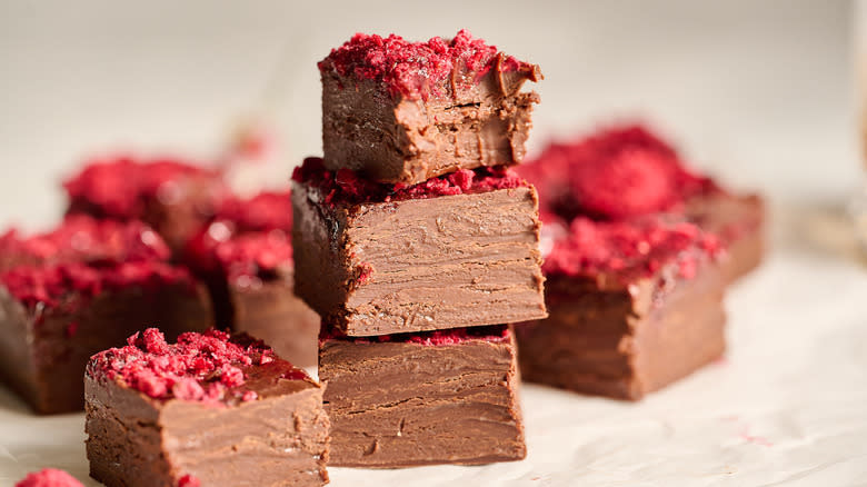 fudge stacked on a table