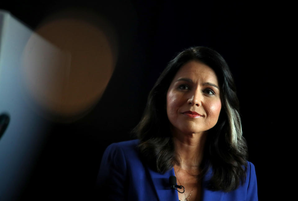 Democratic presidential candidate U.S. Rep. Tulsi Gabbard (D-HI) speaks during the AARP and The Des Moines Register Iowa Presidential Candidate Forum on July 17, 2019 in Cedar Rapids, Iowa. | Justin Sullivan—Getty Images