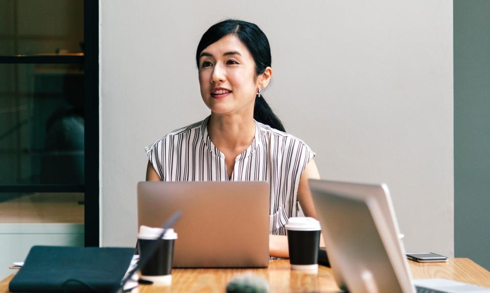 woman work desk