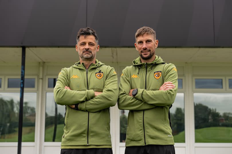 Julian Hubner and Filip Tapalovic at Hull City's training ground