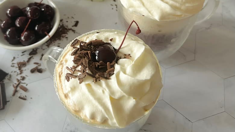 coffee with whipped cream topping