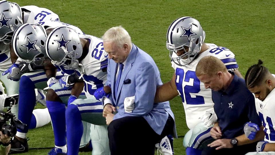 Jerry Jones said his players will stand for the anthem, or else. (AP)