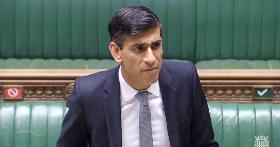 Chancellor Rishi Sunak, who is celebrating his 40th birthday today, makes a statement in the House of Commons on the government's economic package in response to the coronavirus outbreak. (Photo by House of Commons/PA Images via Getty Images)