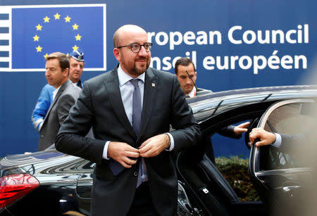 Belgium's Prime Minister Charles Michel arrives at the EU summit meeting in Brussels, Belgium, October 19, 2017. REUTERS/Dario Pignatelli