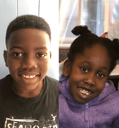 Dahkari, 10, left, and Kaleena, 11