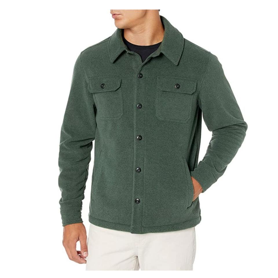 7) Amazon Essentials Polar Fleece Shirt Jacket