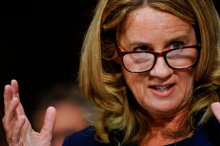 Christine Blasey Ford at a Senate Judiciary Committee hearing on Thursday, September 27, 2018 on Capitol Hill. Melina Mara/Pool via REUTERS