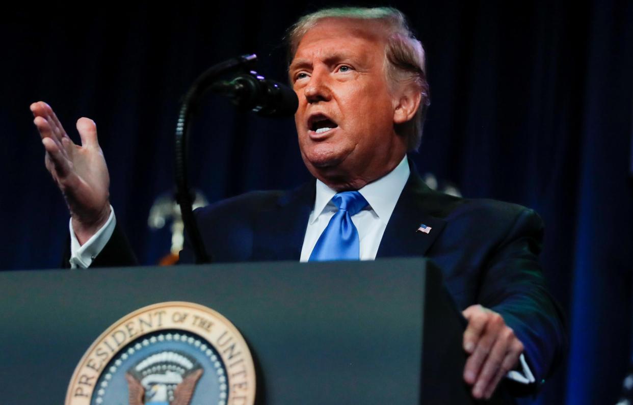 U.S. President Donald Trump makes an appearance at the Republican National Convention in Charlotte: Reuters