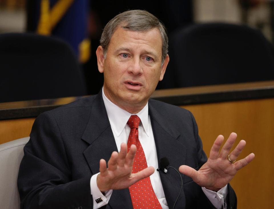 Chief Justice John Roberts speaks at the University of Nebraska Lincoln in Lincoln, Nebraska in 2014.