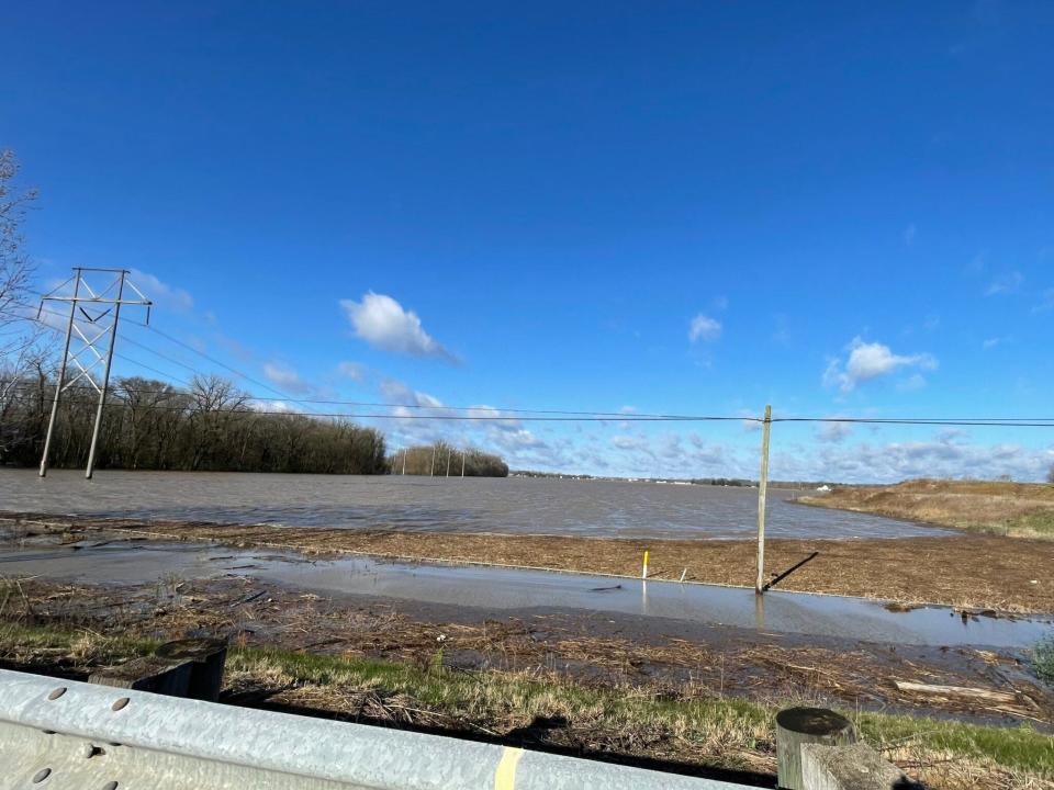 Fields along the South Fork of the Licking River near Hebron and I-70 were still deep under floodwater on April 3 after Licking County had heavy rains in early April.