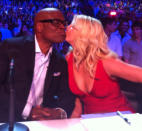 Celebrity photos: Britney Spears got flirty in the X Factor auditions this week, planting a smooch on co judge LA Reid’s face. We can’t wait for the new series to start. Copyright [Britney Spears]
