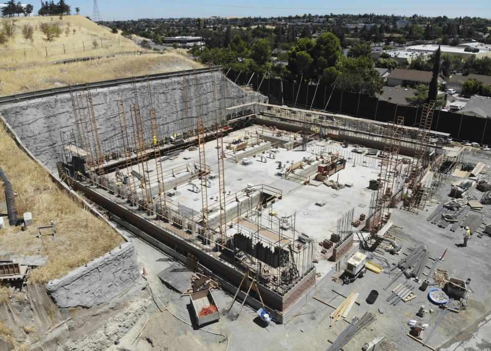 A water desalination plant is under construction in Antioch, Calif., Thursday, July 21, 2022. The plant will be the state's first inland desalination plant for brackish surface water, said John Samuelson, the city’s director of public works. (AP Photo/Terry Chea)