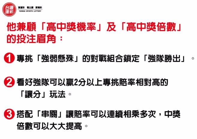 他兼顧「高中獎機率」及「高中獎倍數」的投注眉角