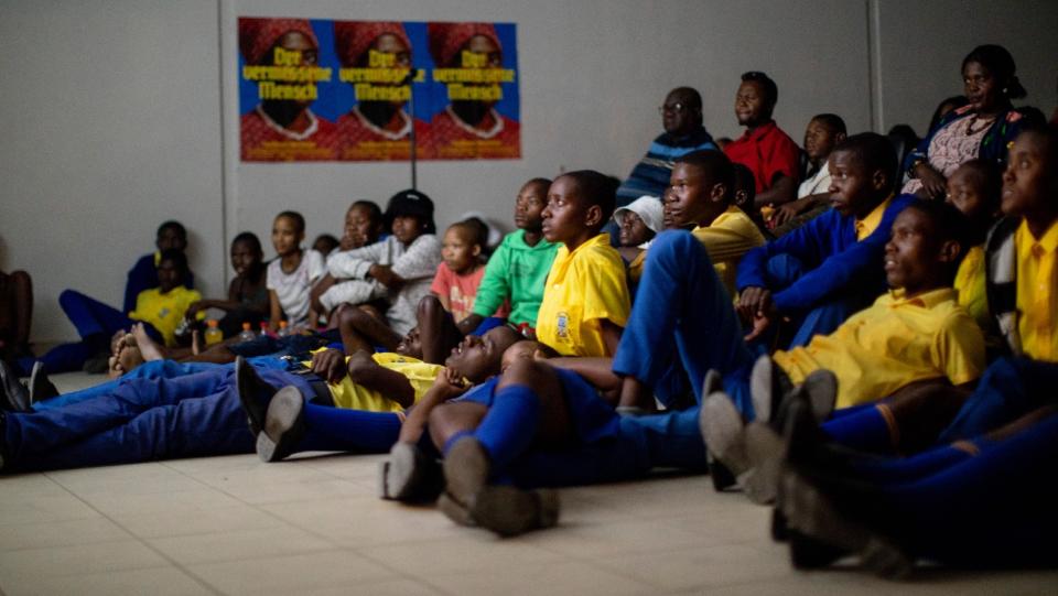 A screening of Lars Kraume's 'Measures of Man' for a school class in Okakahara, Namibia.