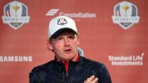 Sep 28, 2016; Chaska, MN, USA; Team USA player Phil Mickelson Matt Kuchar Brandt Snedeker address the media before their practice round for the 41st Ryder Cup at Hazeltine National Golf Club. Mandatory Credit: John David Mercer-USA TODAY Sports