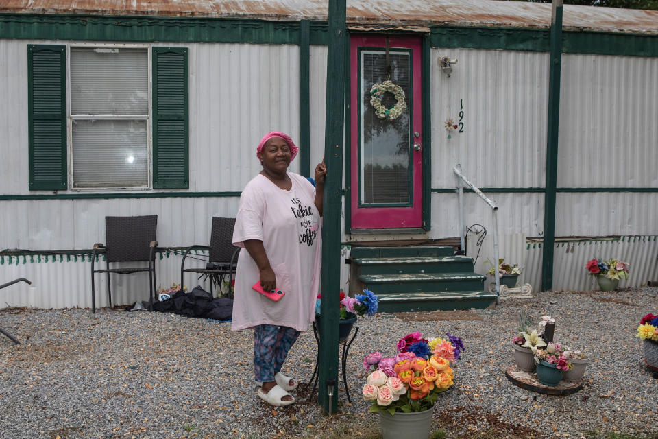 Gladys Grant stands in front of her home in Lowndes County on Aug. 1. Grant helped conduct a survey of sanitation conditions in the community.<span class="copyright">Charity Rachelle for TIME</span>