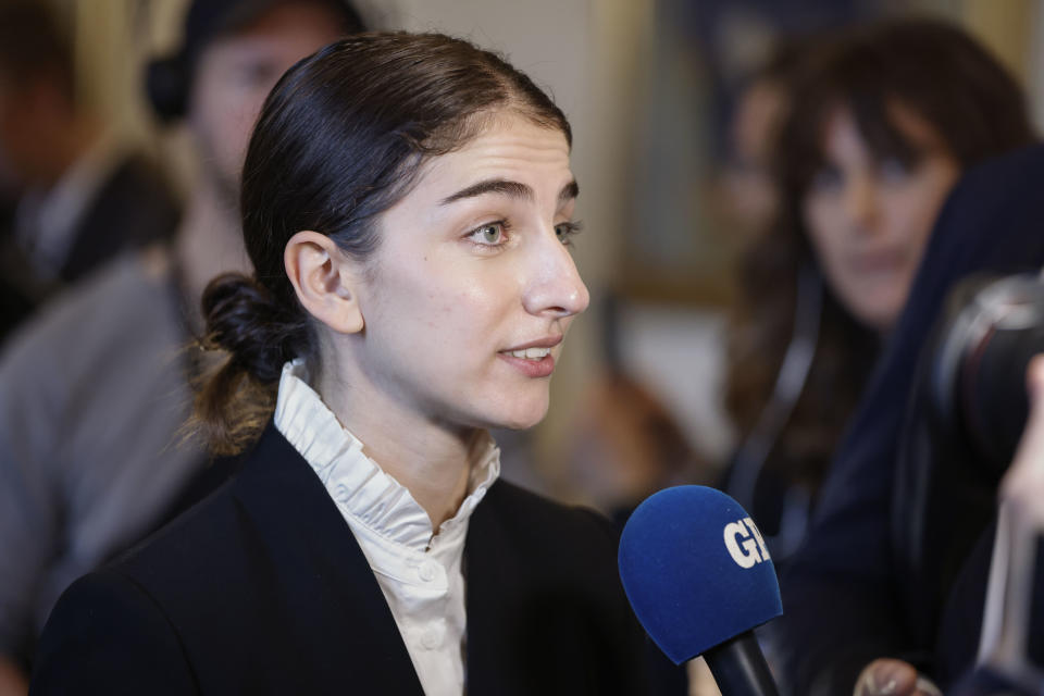 Romina Pourmokhtari, Minister of Climate and Environment meets the media during a press conference after the announcement of the new ministers in the Swedish government on October 18, 2022 in Stockholm.