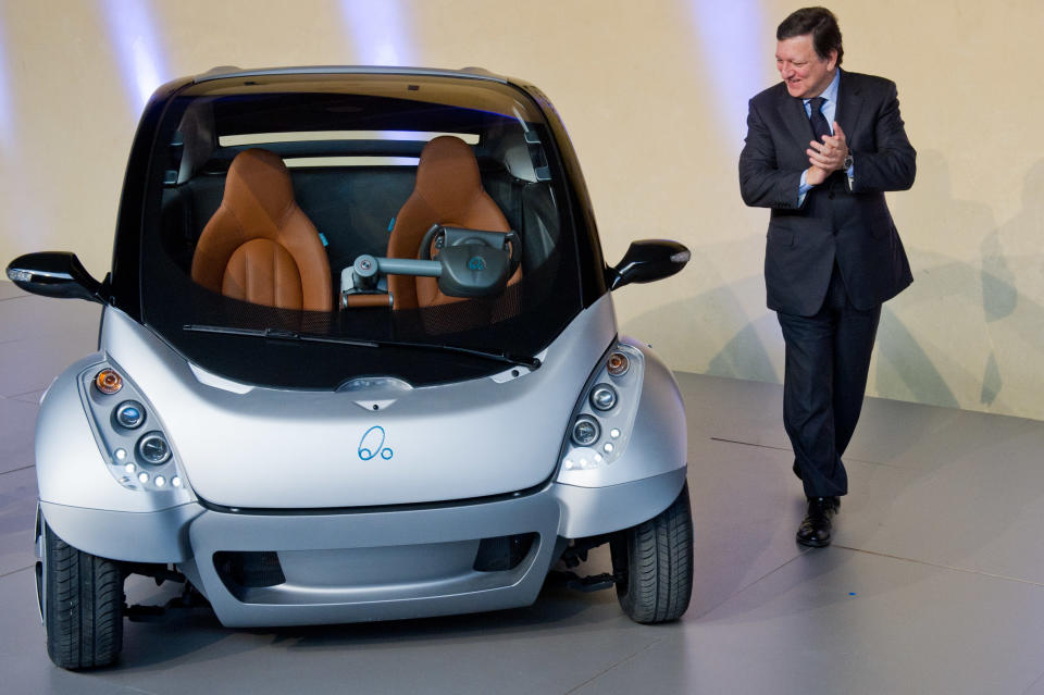 Hiriko Electric Car Is Launched At The European Motor Show