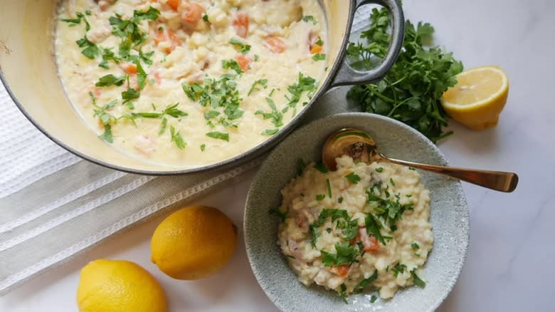 Chicken lemon rice soup