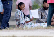 <p>Gabrielle Union is spotted wearing a fake baby bump while filming the remake of <em>Cheaper by the Dozen</em> on Wednesday in L.A.</p>