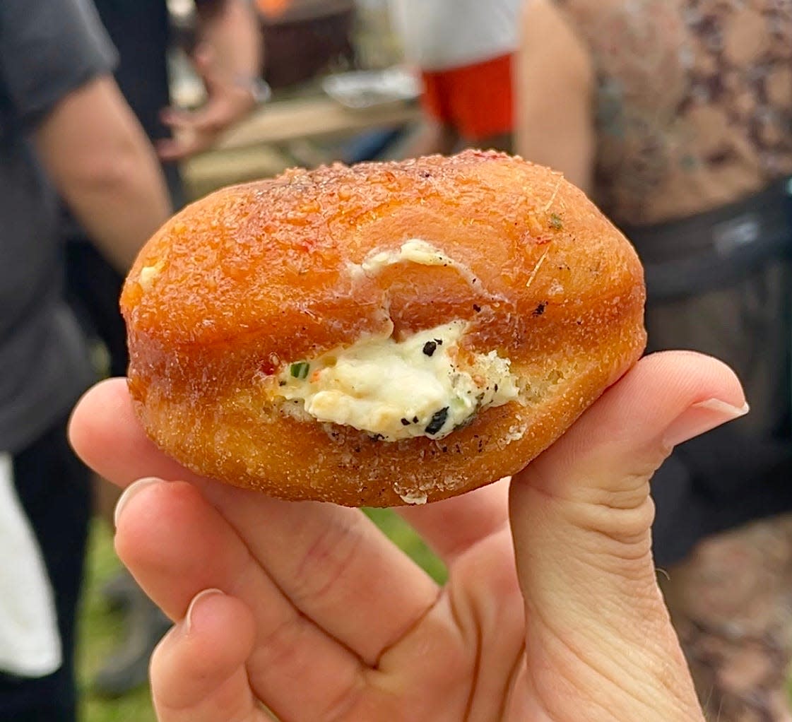 A crab rangoon-stuffed donut from D'Serve.