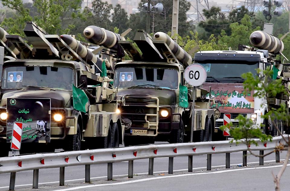 <span>Military vehicles during a ceremony marking the country's annual army day in Tehran, on April 18, 2019</span><div><span>AFP</span></div>