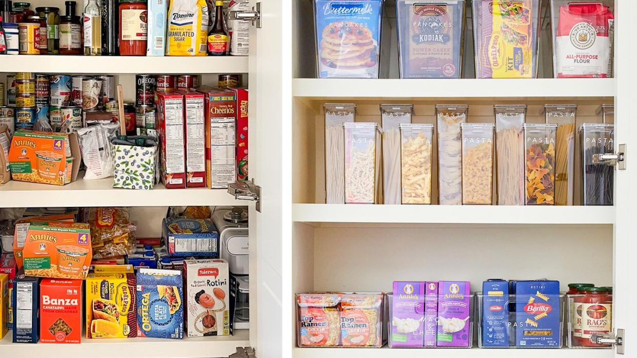 shelves with different products on them