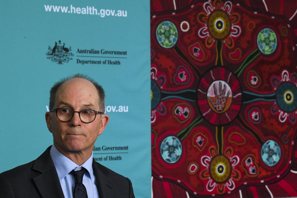 Deputy Chief Medical Officer Professor Paul Kelly speaks to the media Monday afternoon. Source: AAP