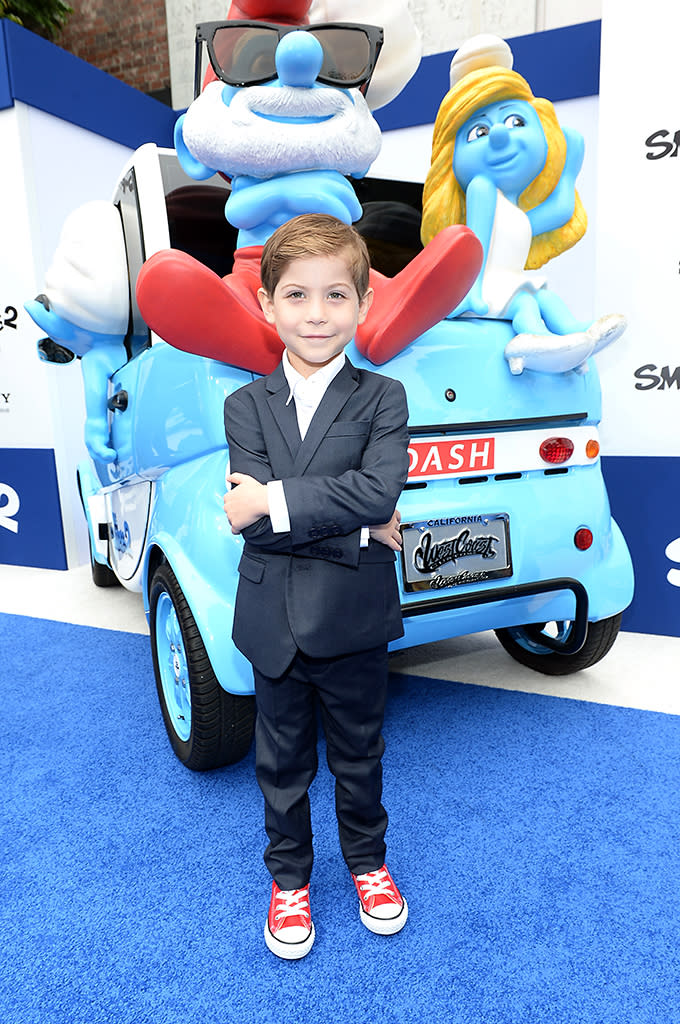 Jacob Tremblay attends the Los Angeles premiere of "The Smurfs 2" at Regency Village Theatre on July 28, 2013 in Los Angeles, California.