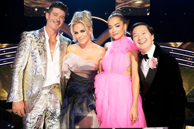 <p>Michael Becker / FOX</p> 'The Masked Singer' judges (from left) Robin Thicke, Jenny McCarthy-Wahlberg, Rita Ora and Ken Jeong