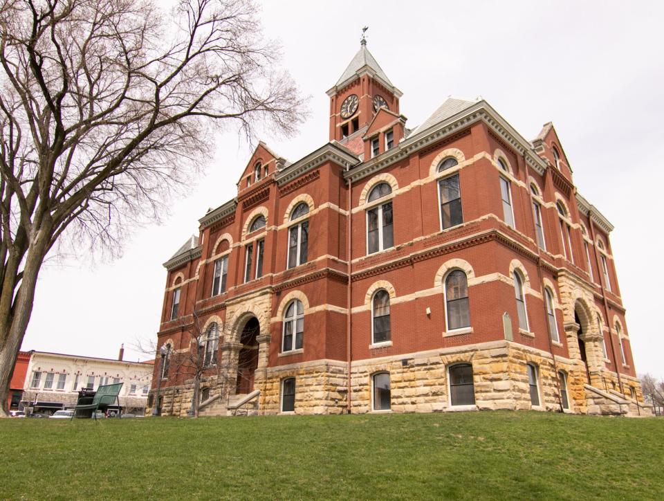 Construction of the historic Livingston County Courthouse, shown Wednesday, April 20, 2022, was completed in 1890, replacing a former building and using some of the materials from that older edifice, including the bricks.